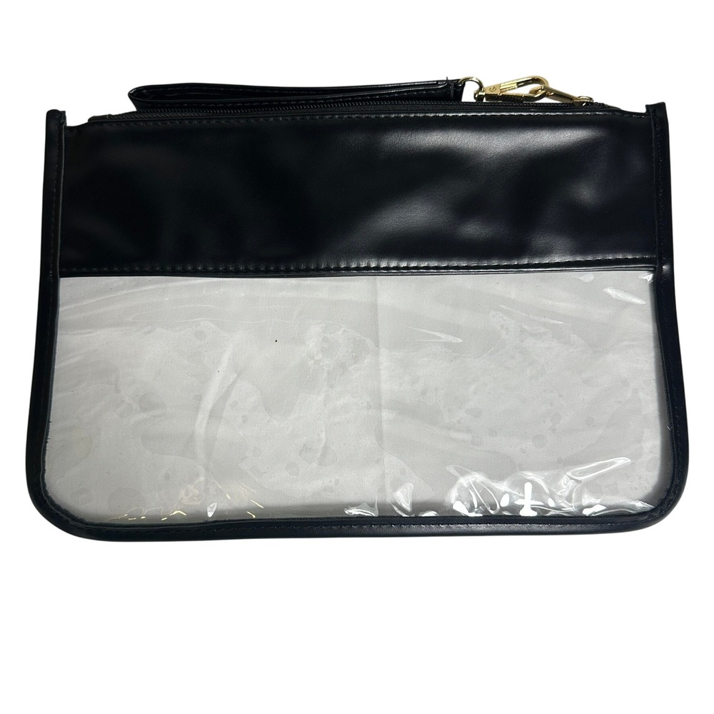 Clear Reusable SNACKS bag Vinyl Pouch Clutch Wristlet Bag Varsity Letters - Picture 2 of 8